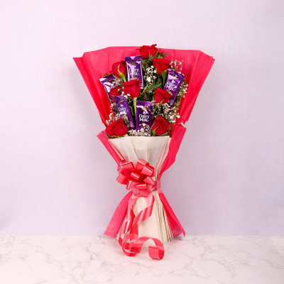 Graceful Roses and Chocolate Arrangement